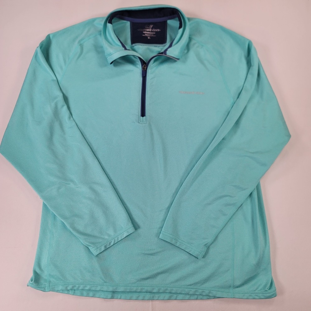 Vineyard Vines Performance 1/4 Zip Pullover Aqua Blue Men's XL Stretch